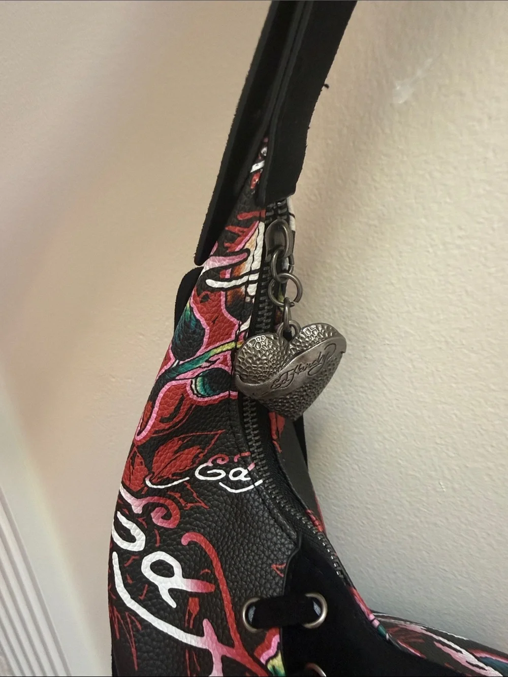 NWT Ed Hardy Skull & Rose Fringe Hobo
